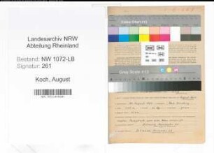 Entnazifizierung August Koch , geb. 29.08.1882 (Oberpostsekretaer)
