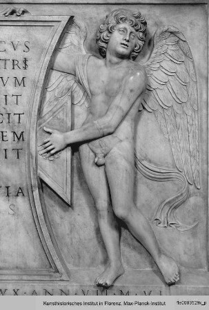 Grabmonument des Dogen Giovanni Mocenigo : Engel, eine Inschrift tragend