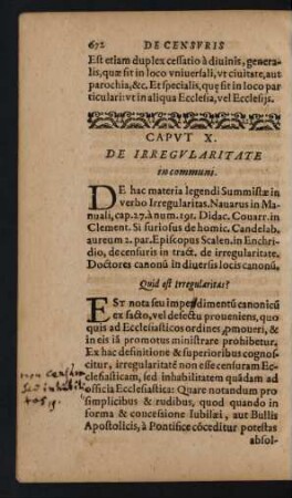 Caput X. De Irregularitate