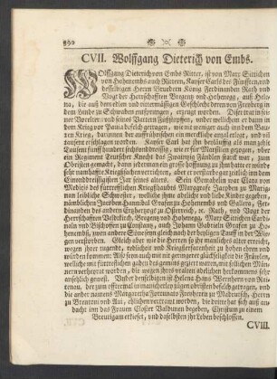 CVII. Wolffgang Dieterich von Embs