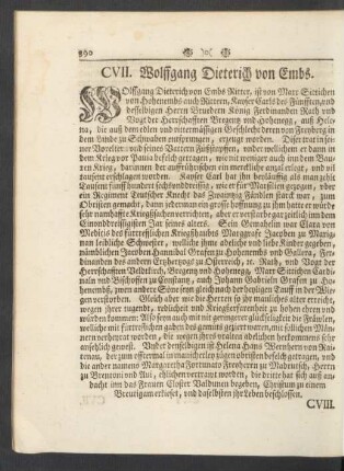 CVII. Wolffgang Dieterich von Embs