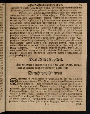 19-31, Das Dritte Capittel.- Das vierde Capittel.