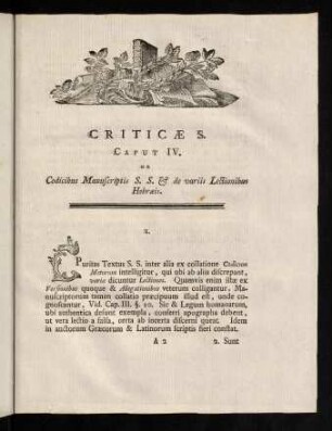 3-14, Caput IV. de Codicibus Manuscriptis S. S. & de variis Lectionibus Hebraeis: 1. - 24.