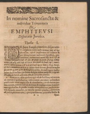 De Emphyteusi Disputatio Iuridica. Thesis 1. - 73.