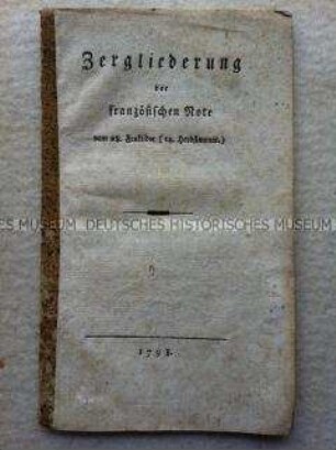 Kritik an den Friedensverhandlungen zwischen Deutschland und Frankreich während der Koalitionskriege auf dem Rastatter Kongress