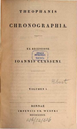 Theophanis Chronographia. 1