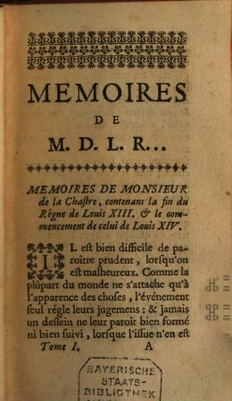Mémoires de la minorité de Louis XIV, 1. - XXII, 363 S.