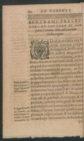 Bertrami Presbyteri De Corpore Et Sanguine Domini liber ad Carolum Galliae regem.