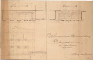 Seidl, Gabriel von; Steinach; Schlossneubau - Wasserversorgung, Untergrundreservoir (Grundriss, Querschnitt, Längsschnitt)