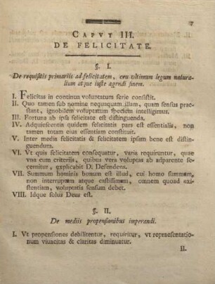 Caput III. De felicitate.