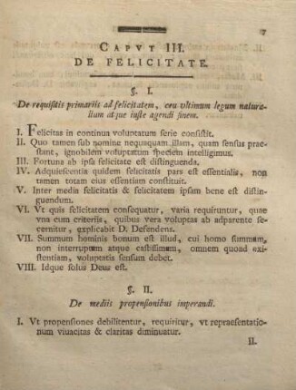 Caput III. De felicitate.