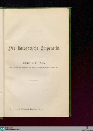 7: Der kategorische Imperativ. Zu Hause. Krisen