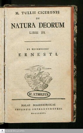 M. Tullii Ciceronis De Natura Deorum Libri III