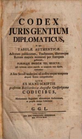 Codex iuris gentium diplomaticus, [1]