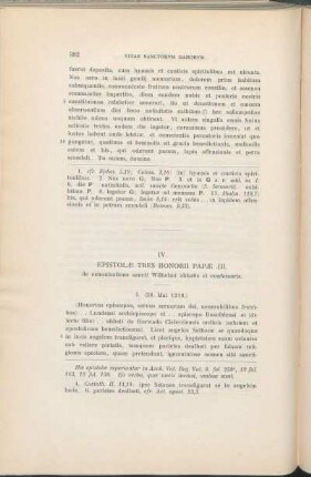 IV. Epistolæ Tres Honorii Papæ .III. de canonizatione sancti Wilhelmi abbatis et confessoris.