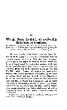 Wie Hr. Rendu fortfährt, die norddeutsche Volksschule zu beurtheilen