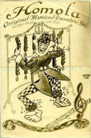 Werbekarte eines Musik-Clowns