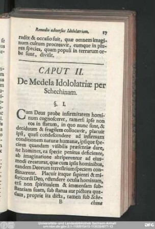Caput II. De Medela Idololatriae per Schechinam.