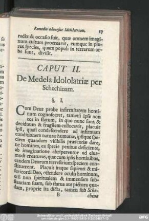 Caput II. De Medela Idololatriae per Schechinam.