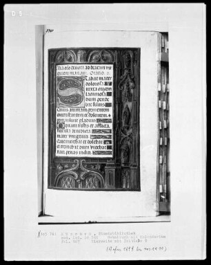 Gebetbuch mit Kalendarium — Initiale S und Vollbordüre, Folio 167recto