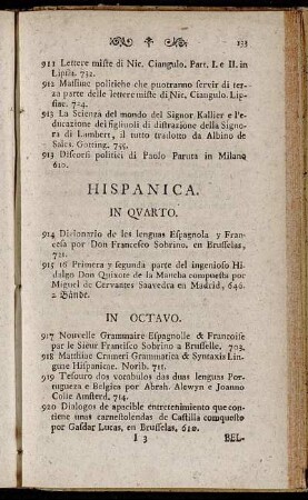 Hispanica. - Belgica. - Danica. - Svecica. - Ad Anglica refer. - Ad Svecica.