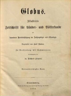 Globus : illustrierte Zeitschrift für Länder- und Völkerkunde. 33, 33. 1878