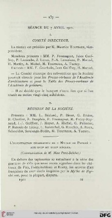 Séance du 7 Avril 1911