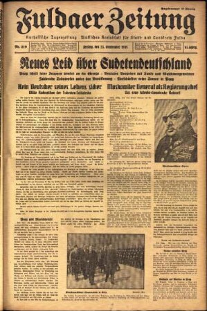 Ausgabe vom Freitag, den 23. September 1938.