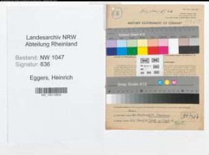 Entnazifizierung Heinrich Eggers , geb. 15.01.1914 (Finanzbeamter)