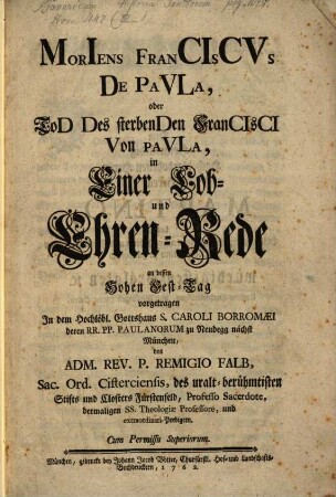 Moriens Franciscus de Paula