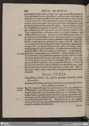 Epist. CCXIX. Augustinus Felici, de pupilla quadam Ecclesiae tutulae commissa