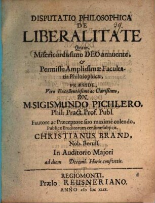 Disp. philos. de liberalitate