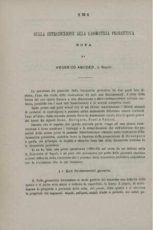 Sulla introduzione alla geometria proiettiva.