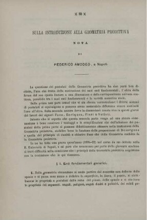 Sulla introduzione alla geometria proiettiva.