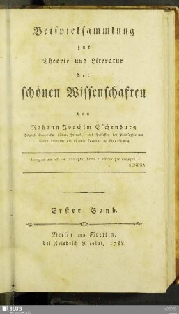 1: Beispielsammlung zur Theorie und Literatur der schönen Wissenschaften