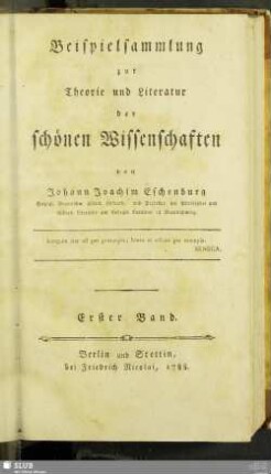 1: Beispielsammlung zur Theorie und Literatur der schönen Wissenschaften
