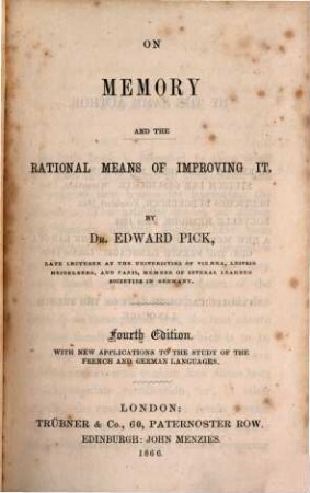 On memory and the rational means of improving it
