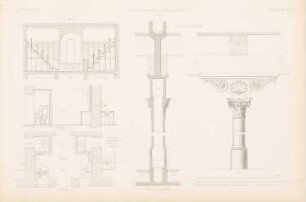 Sommerlazarett der Charité, Berlin: Details (aus: Atlas zur Zeitschrift für Bauwesen, hrsg. v. G. Erbkam, Jg. 3, 1853)