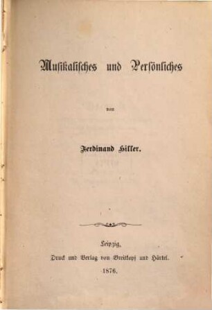 Musikalisches und Persönliches