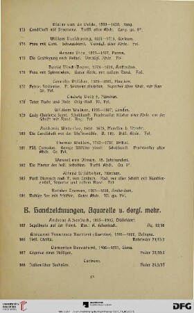 B. Handzeichnungen, Aquarelle u. dergl. mehr. (Nr. 185-299)