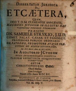 Diss. iur. de etcaetera