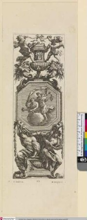 [Wanddekoration mit Grotesken und mythologischen Figuren in einem Medaillon]