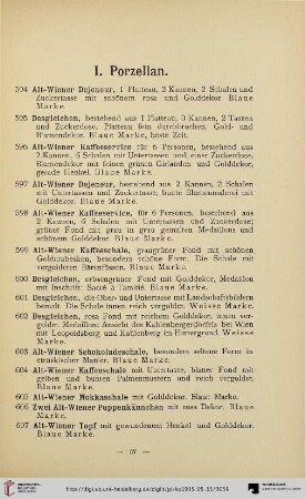 I. Porzellan (Nr. 594-640)