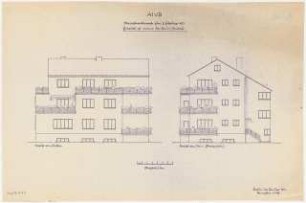 Umbau eines Landhauses Monatskonkurrenz Februar 1933: Aufriss Südansicht, Ostansicht 1:100; Maßstabsleiste