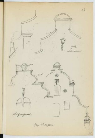 Giebel, Nördlingen: Ansichten, Details (aus: Skizzen- und Fotoalbum 24)