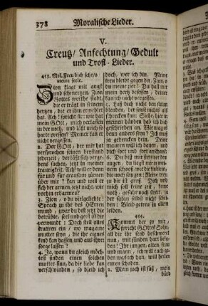 V. Creutz, Anfechtung, Gedult und Trost-Lieder