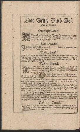 Das Dritte Buch Mose oder Leviticus.