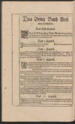 Das Dritte Buch Mose oder Leviticus.