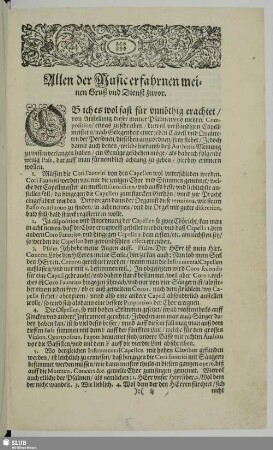Allen der Musik erfahrnen... [Vorwort Heinrich Schütz]