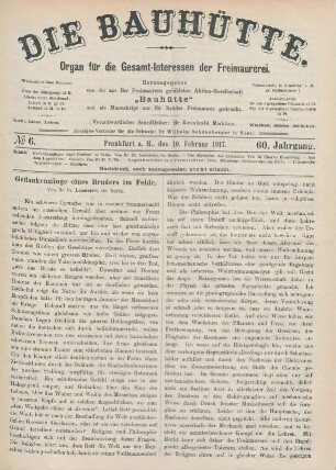 No. 6. Frankfurt a.M., den 10. Februar 1917. 60. Jahrgang.